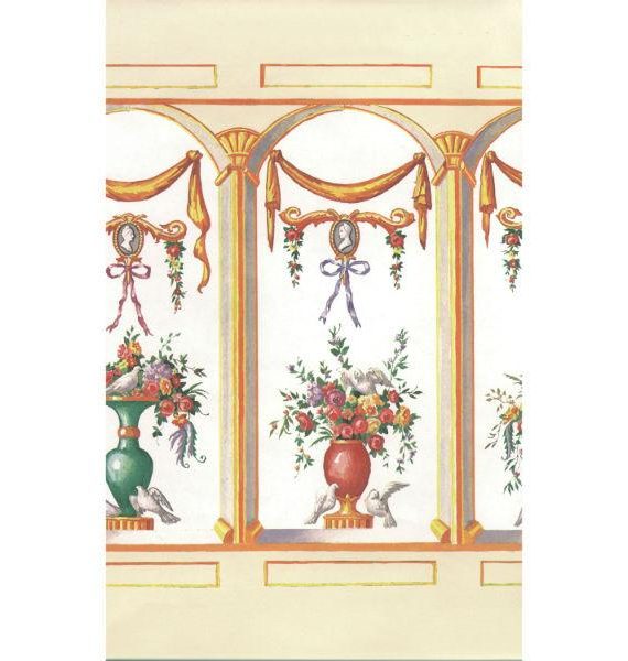 Dollhouse Miniature Cream French Bouquet Wallpaper