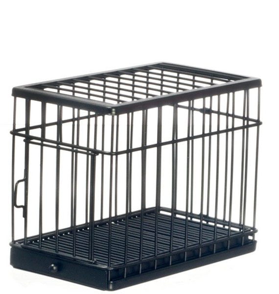 Large Black Dollhouse Miniature Dog Cage