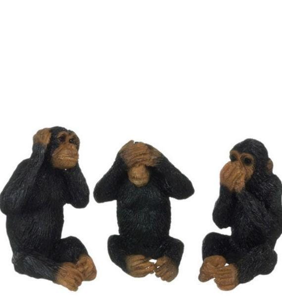 Three Wise Dollhouse Miniature Monkeys