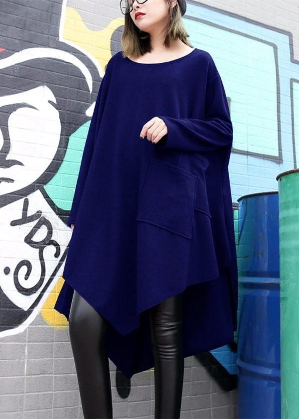 Fine black cotton silk dress plussize asymmetric hem traveling dress boutique o neck gown - Image 8
