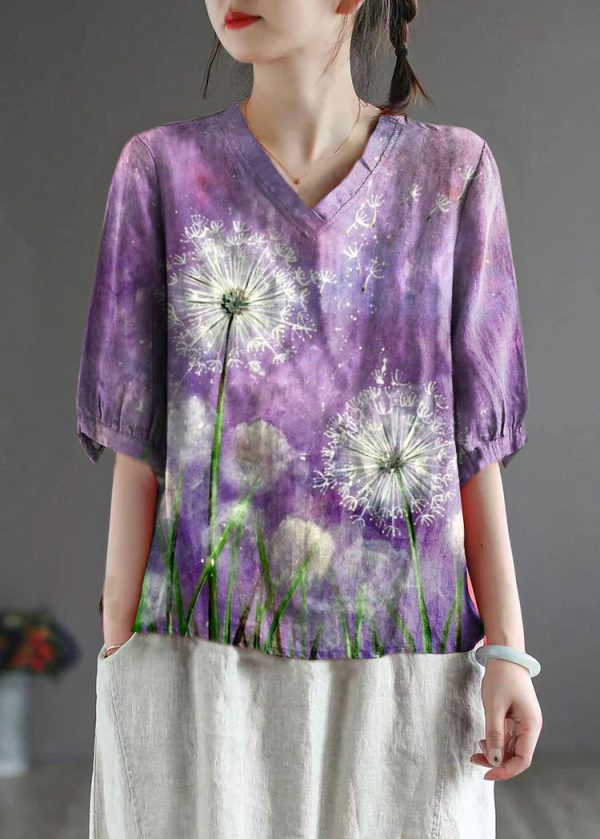 Vintage Red V Neck Embroideried Top Half Sleeve - Image 7