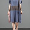 100% blue clothes o neck patchwork Plus Size summer Dresses