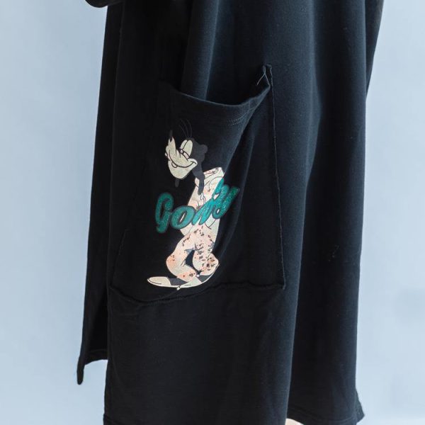 100% cotton black carton sweat dresses long sleeve cotton dresses oversized 146cm bust - Image 5