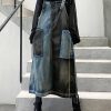 100% denim black cotton quilting clothes Sleeveless pockets Maxi Dresses