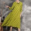 100% dotted linen clothes For Women design yellow Dresses summer