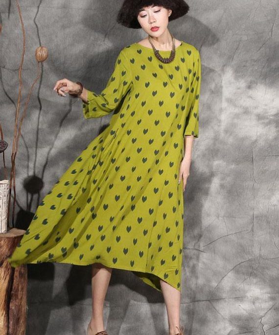100% dotted linen clothes For Women design yellow Dresses summer