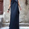 100% navy cotton linen quilting clothes sleeveless patchwork Love Dresses
