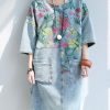 100% o neck pockets Cotton quilting dresses Catwalk floral Dresses