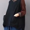 boutique black sweaters plus size big pockets sweaters 2018 sleeveless shirt