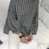 French Plaid Cotton Women Fine Sewing Asymmetric Plus Size Clothing Blouse