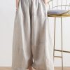 20 summer stitching thin women's new cotton and linen nude wide-leg pants