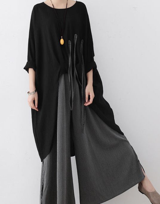 2025 autumn wide leg pants super loose linen pants casual elastic waist oversized