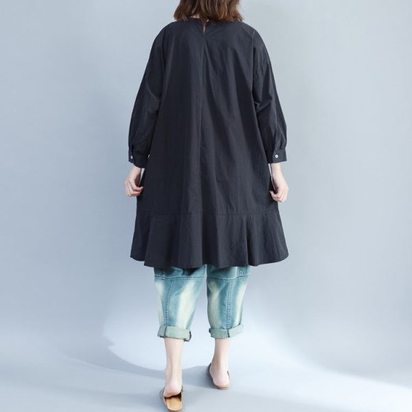 2025 baggy loose black prints cotton dresses plus size long fit a line dress - Image 4