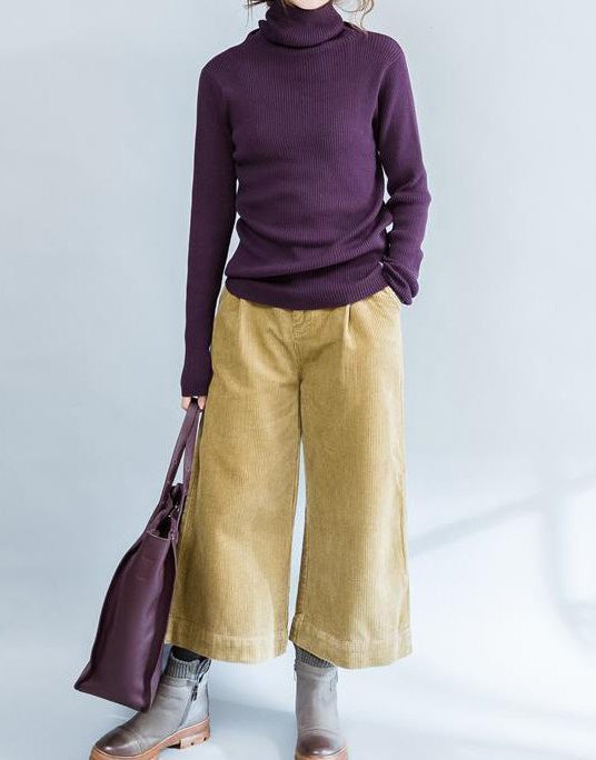 2025 fall purple casual cotton knit tops plus size fit sweater
