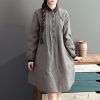 2025 lapel cotton warm mid dresses oversize high waist casual cotton dress