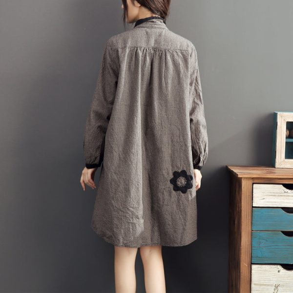 2025 lapel cotton warm mid dresses oversize high waist casual cotton dress - Image 4