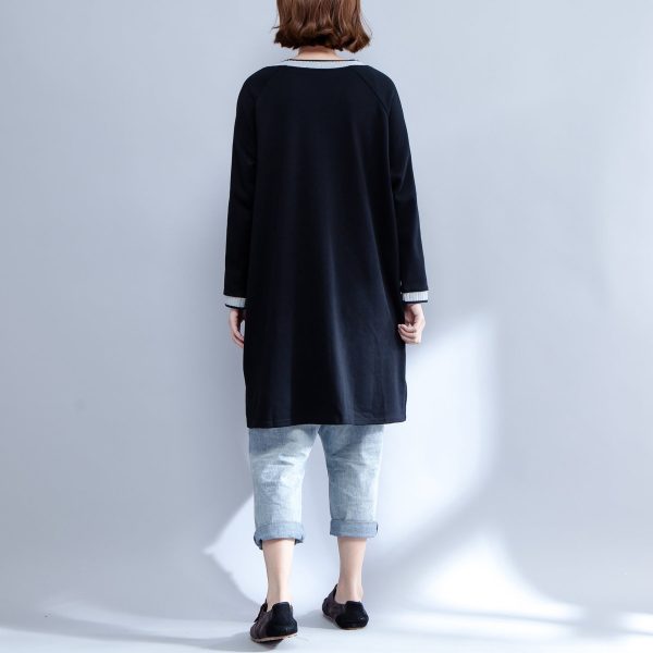 2025 new black cotton dresses baggy fit o neck casual dresses animal prints - Image 4