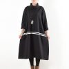 2025 winter black thick cotton sweat dresses plus size winter dress warm velour inside