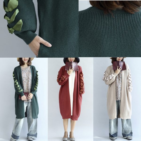 2025 winter nude long knit coats cardigans sweater outwear ribbon details - Image 5