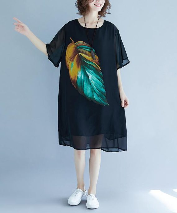 2025 black beach dress o neck short sleeve floor length dress baggy dresses summer dress