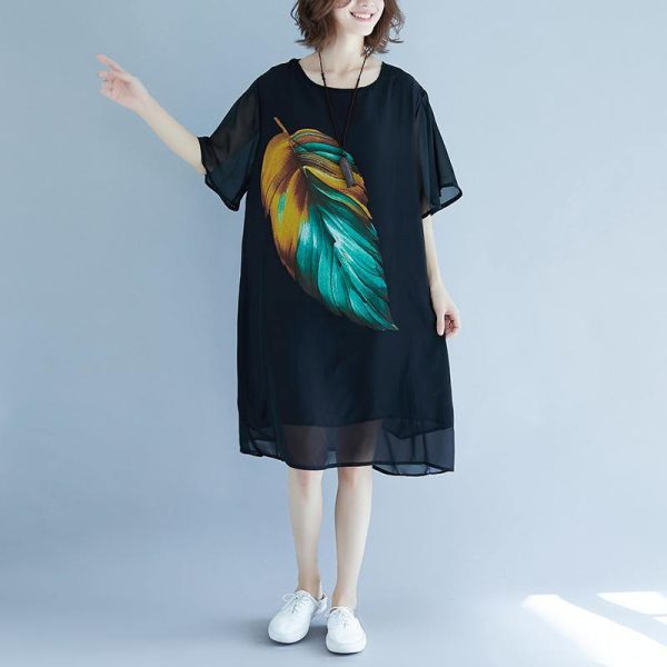 2025 black beach dress o neck short sleeve floor length dress baggy dresses summer dress