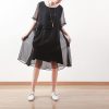 2025 black chiffon dresses casual holiday dresses New o neck asymmetric ruffles chiffon clothing dresses