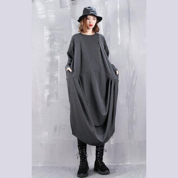 2025 gray dresses plus size o neck gown fine Cinched side open kaftans - Image 2