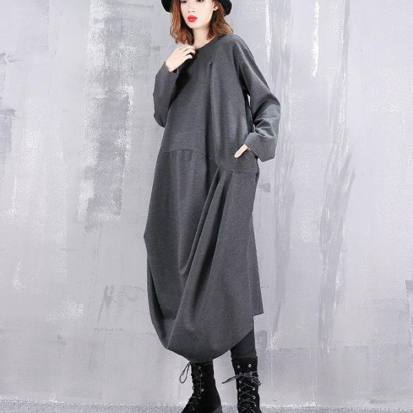 2025 gray dresses plus size o neck gown fine Cinched side open kaftans - Image 3