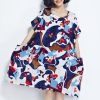 2018multi color pure cotton dress plus size clothing shirt dress casual big hem o neck cotton clothing