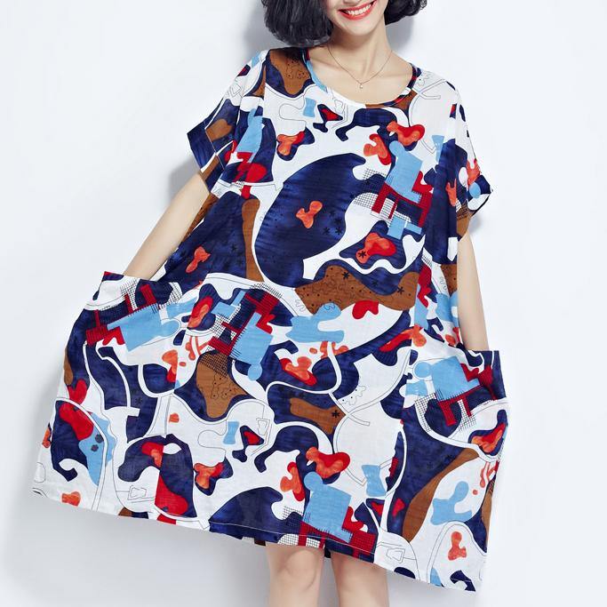 2018multi color pure cotton dress plus size clothing shirt dress casual big hem o neck cotton clothing