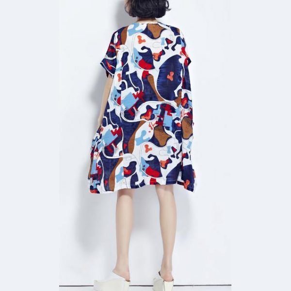 2018multi color pure cotton dress plus size clothing shirt dress casual big hem o neck cotton clothing - Image 4