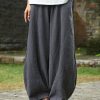 2025 cotton and linen women's Chinese style ramie wild pants yoga pants