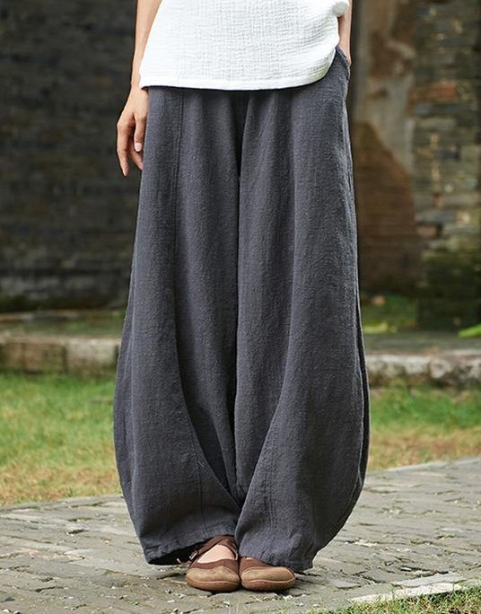2025 cotton and linen women's Chinese style ramie wild pants yoga pants