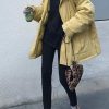 2025 plus size warm winter coat side open winter coats yellow hooded women parkas