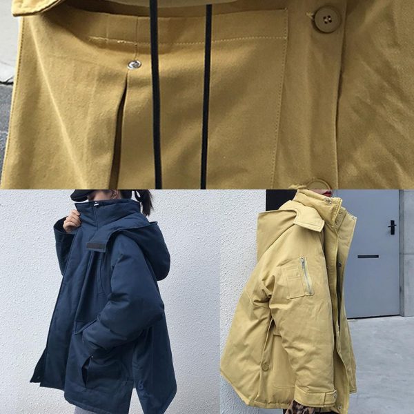 2025 plus size warm winter coat side open winter coats yellow hooded women parkas - Image 5