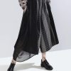 2025 stylish women patchwork casual pants asymmetric wide leg pants