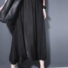 2025 summer new black silk crop pants loose women lantern pants