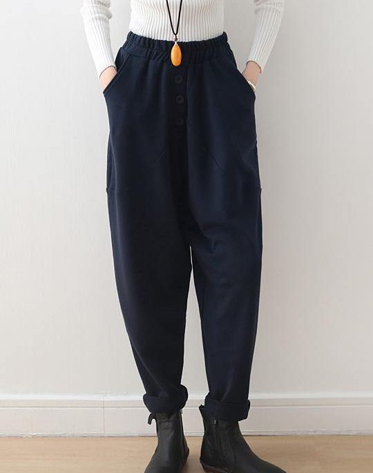 2025 Blue Harem Pants Pants Elastic Loose Bodywear