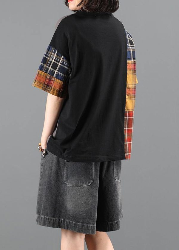 2025 new large size black plaid stitching fashion two-piece suit - Image 4