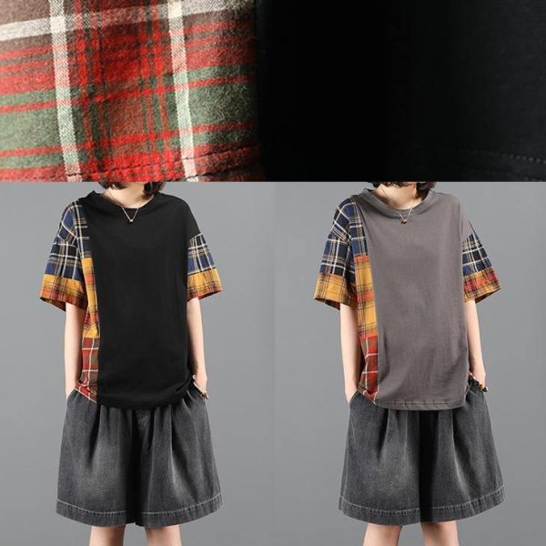 2025 new large size black plaid stitching fashion two-piece suit - Image 5
