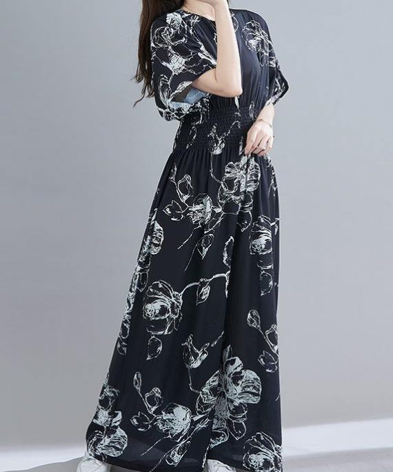2025 New Black Print Jumpsuit Loose Jumpsuit