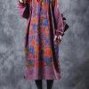 Vintage Loose Hoodie Print Long Fleece Dresses