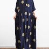 2025 fall Navy embroidered chiffon dresses oversized chiffon gown caftans traveling
