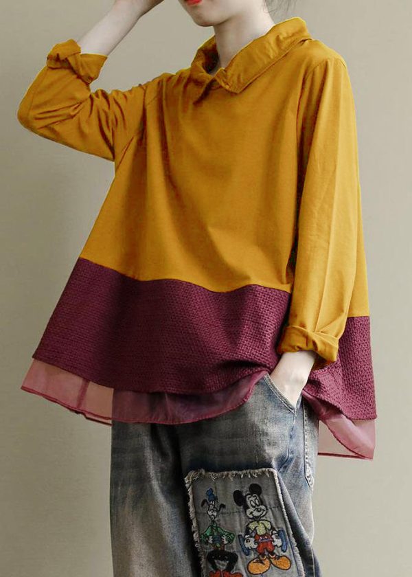 Plus Size Black Tops Lapel Patchwork Clothes Pattern - Image 8
