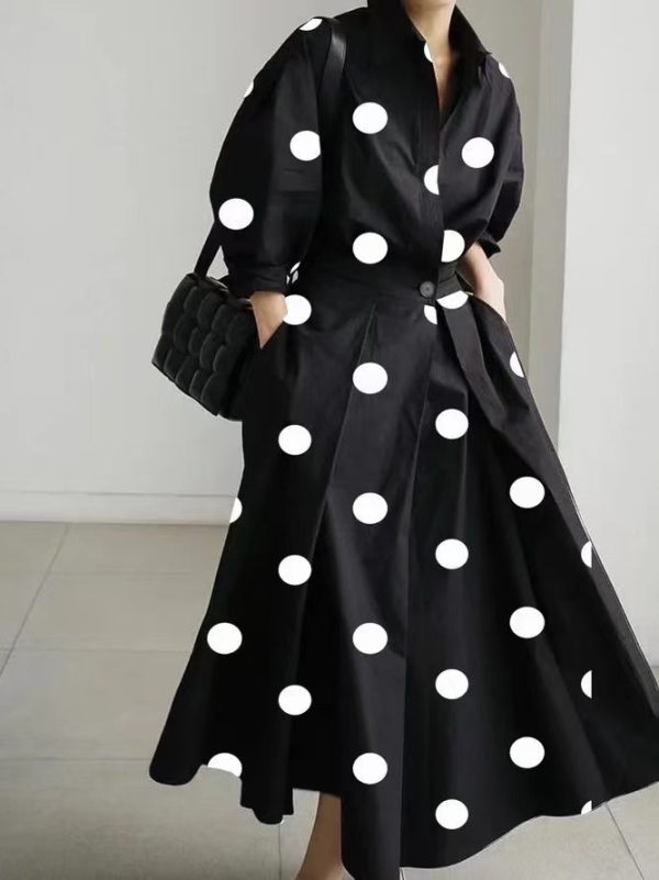2025 Beige Peter Pan Collar Pockets Cotton Dress Long Sleeve - Image 15