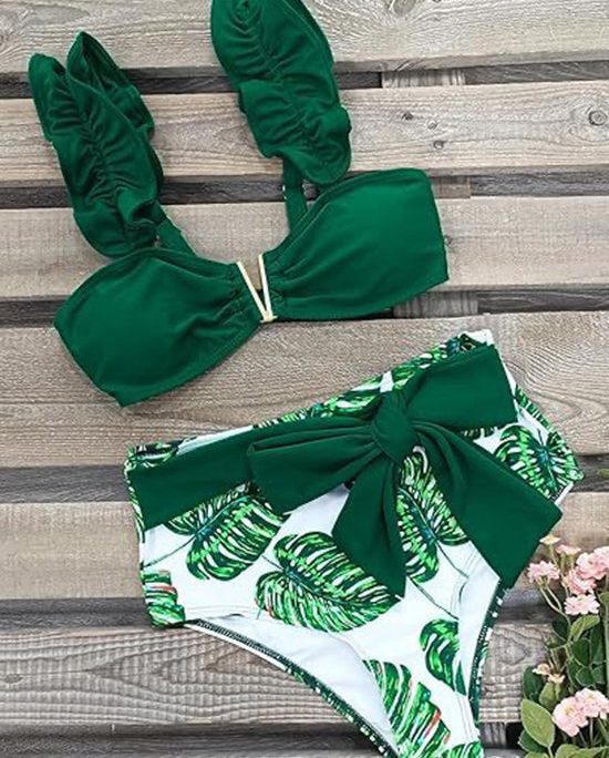 2025 New Green Bikini Fresh And Sexy Swimwear Set