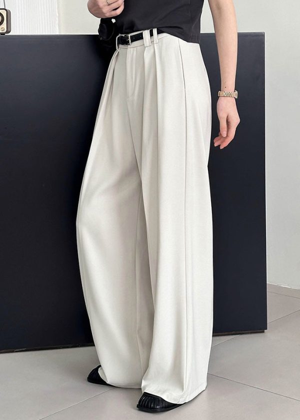 2025 New Beige High Waist Pockets Pants Summer