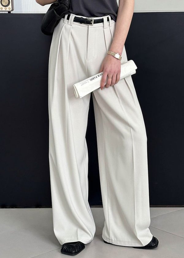 2025 New Beige High Waist Pockets Pants Summer - Image 3