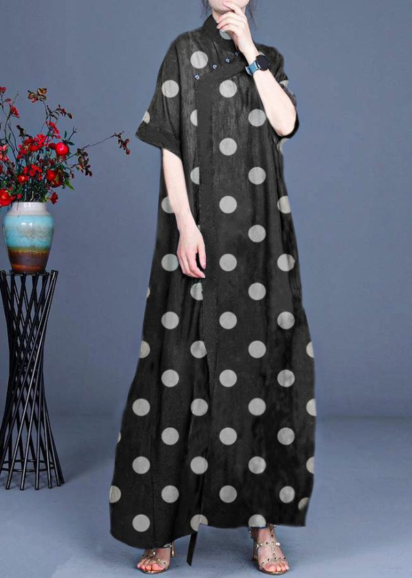 Classy Blue Print Patchwork Oriental Long Dress Summer - Image 7