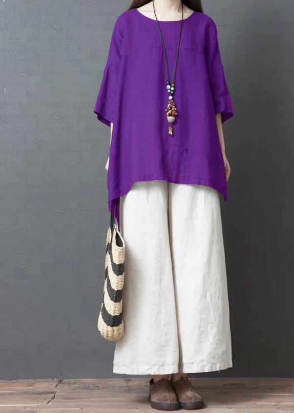 Handmade Blue Linen Cotton low high design Shirt Top - Image 7